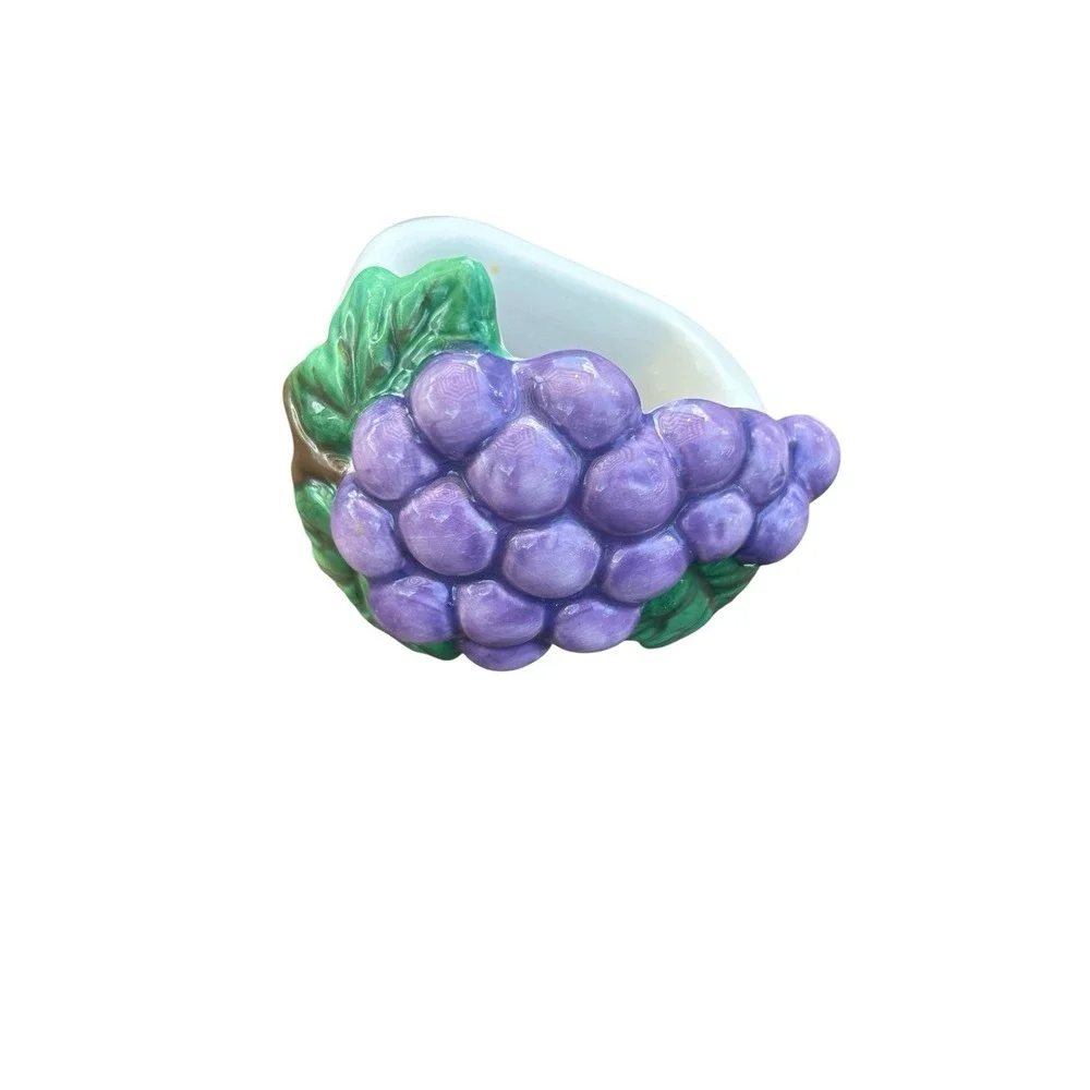 Grape Bunch Fruit Porcelain Napkin Holders Rings Set of 11 Flaw Maximalist